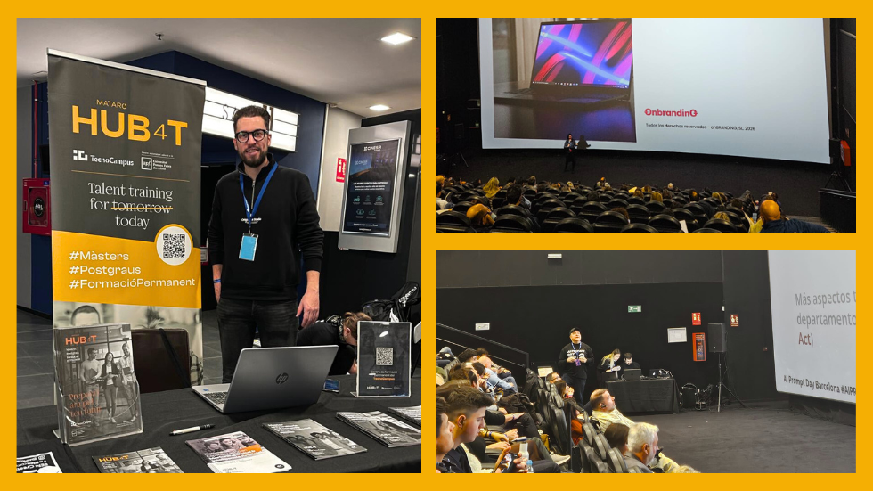 Representant del HUB4T a l’AI Prompt Day Barcelona, presentant l'oferta formativa en Màrqueting Digital i Intel·ligència Artificial